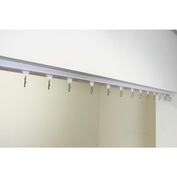 Aluminium Curtain Track Kit with Hooks 9ft-12ft Scalable Ceiling Mount for Space, White