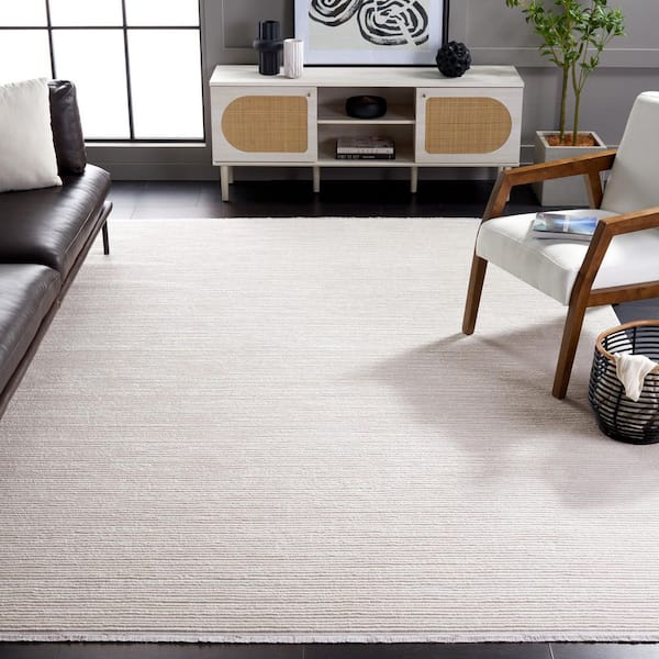 Whisper 9 ft. x 12 ft. Ivory/Ivory Marle Striped Area Rug