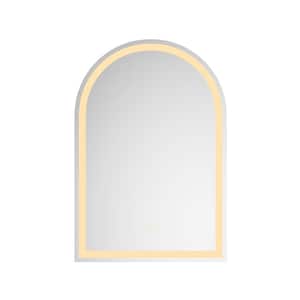 26 in. W x 38 in. H Arched Frameless Wall-Mount Bathroom Vanity Mirror in White