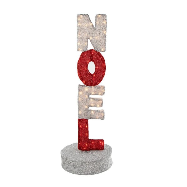 39 in. Lighted Red and Silver Noel Outdoor Christmas Sign Decoration
