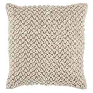 Astrid Taupe/Ivory 22 in. x 22 in. Polyester Fill Throw Pillow