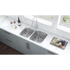 32 in. 40/60 Undermount 16-Gauge Stainless Steel Double Bowl Kitchen Sink