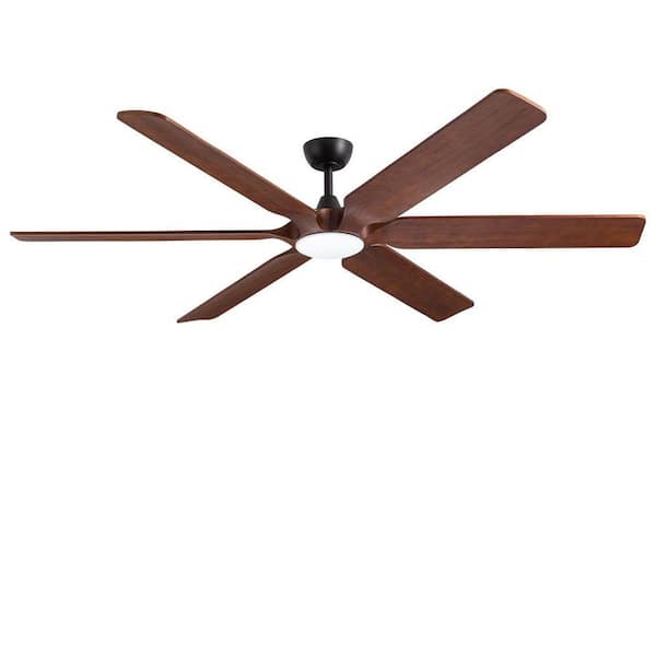 72 in. Indoor Black Downrod Mount Ceiling Fan with Integrated LED with Remote Control Included