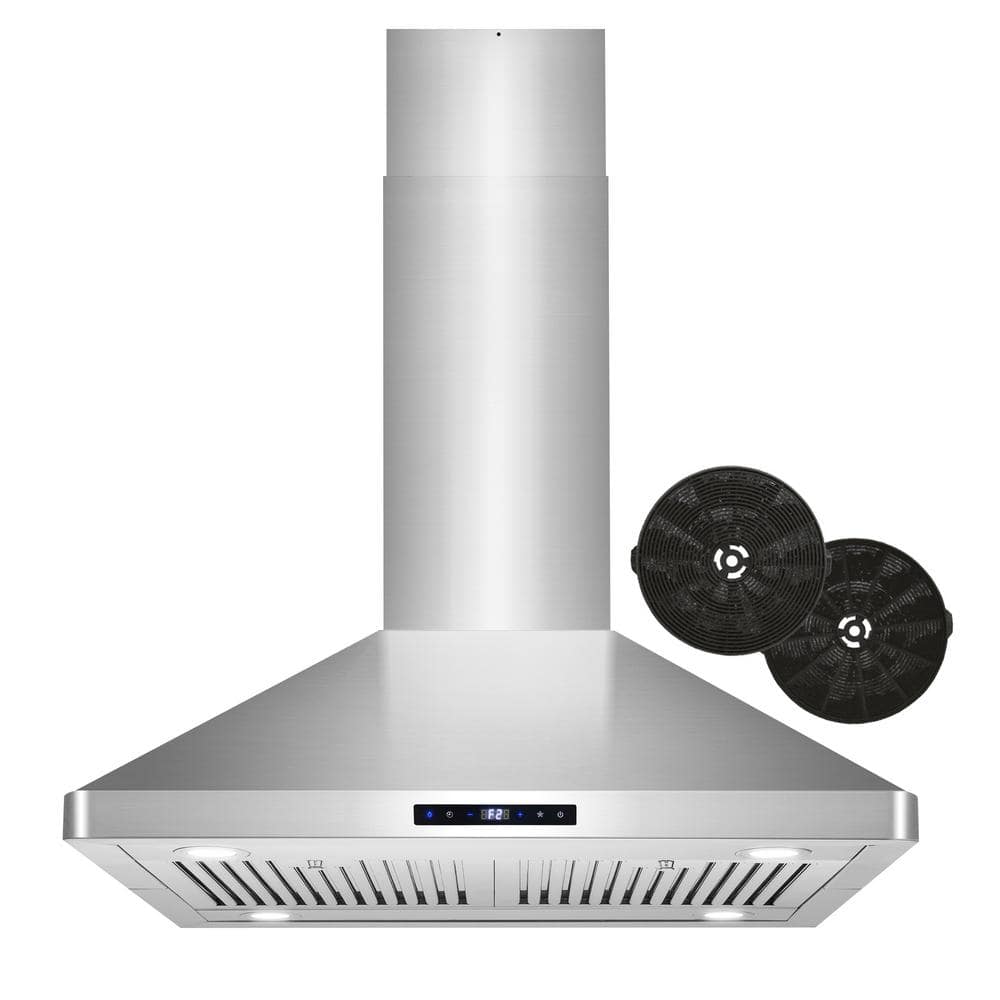 Cosmo 30 in. 380 CFM Convertible Ductless Island Range Hood with LED Lighting in Stainless Steel, Silver