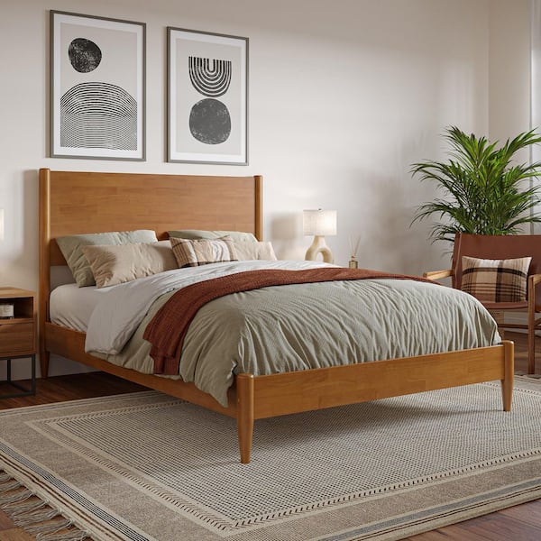 AFI Pasadena Light Toffee Natural Bronze Solid Wood Frame Full Low Profile Platform Bed
