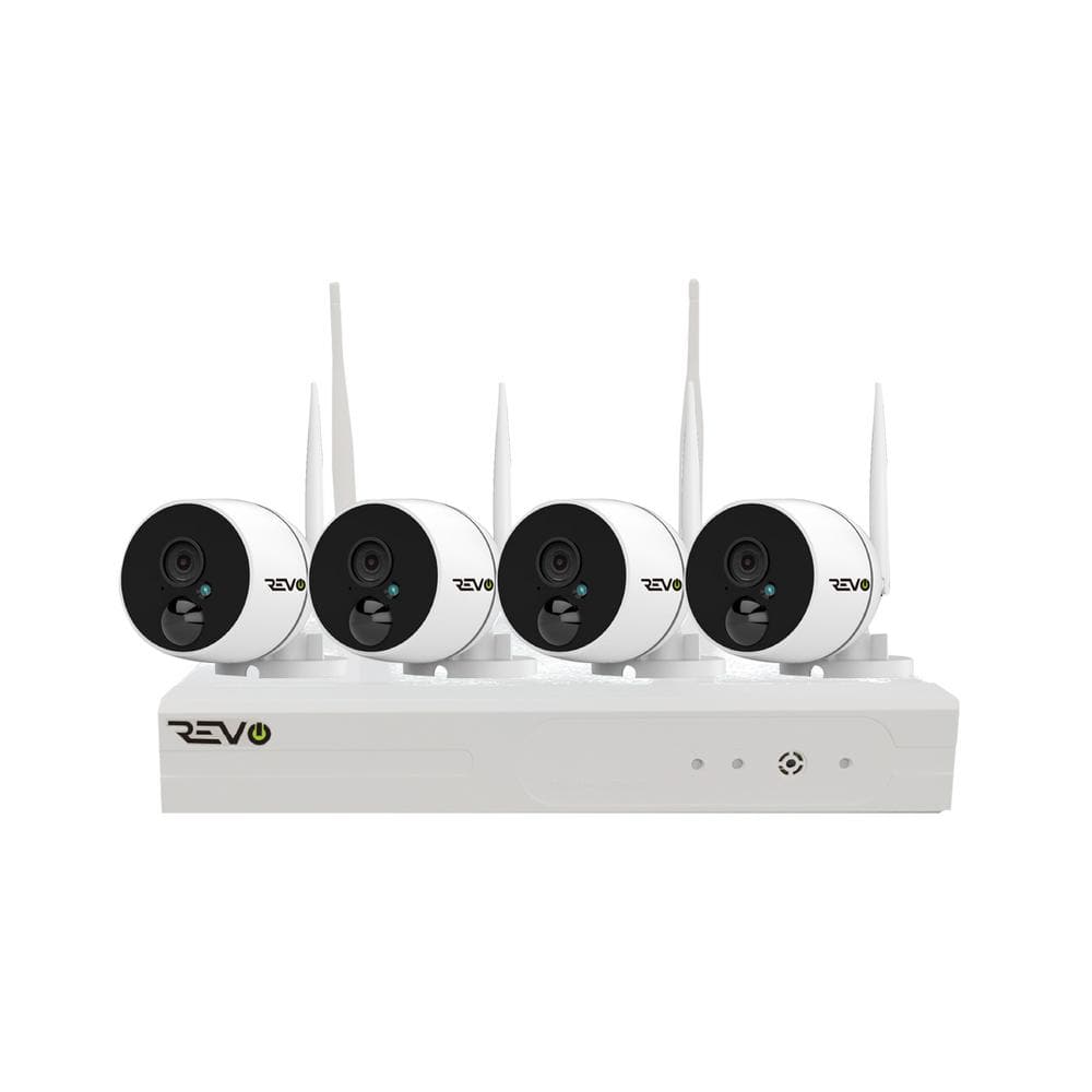 Revo Wireless 4-Channel Smart 1TB NVR Surveillance System with 4 Full-HD 1080p Wireless Audio Capable Bullet Cameras, White -  RW41HDBNDL-2