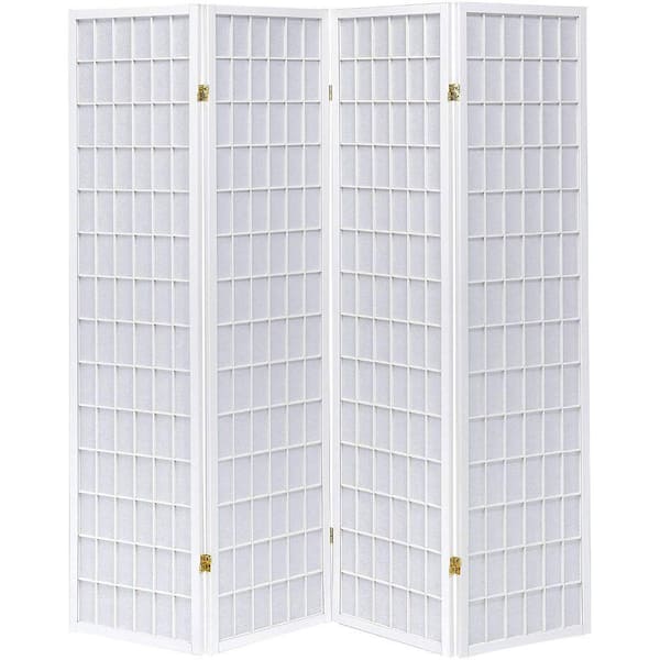 Benjara Contemporary Style 5 8 Ft White 4 Panel Folding Room Divider Screen Bm160124 The Home Depot