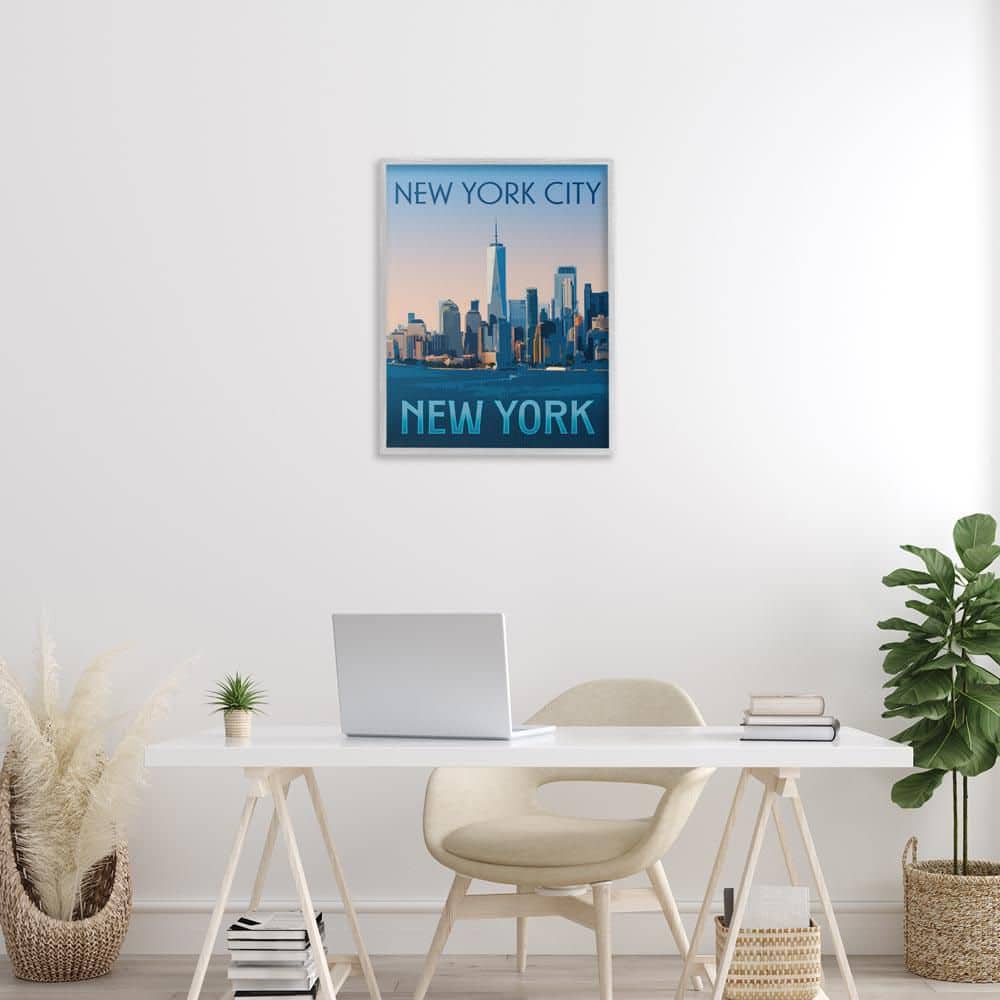 New York Landmark Skyline by Victoria Barnes Gray Framed Abstract Giclee Art Print 30 in. x 24 in. price history on PriceWatchPro