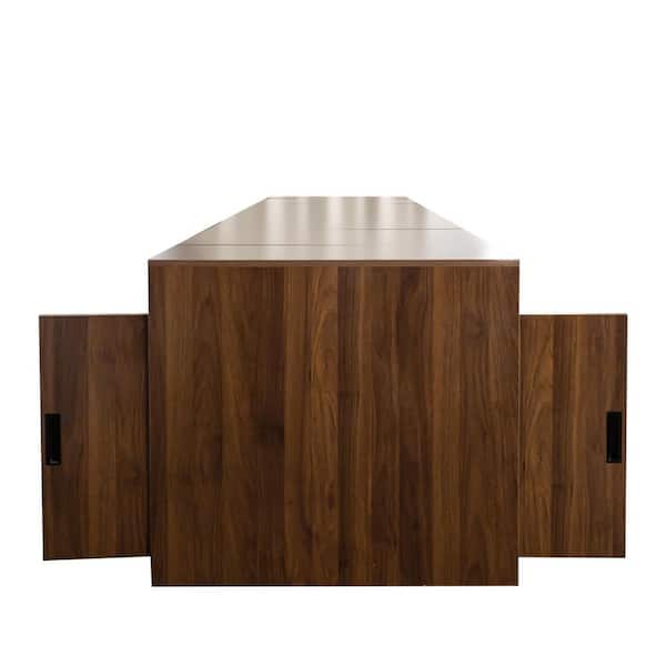 Modern Wood Multifunctional Extendable Outdoor Dining Table, Space