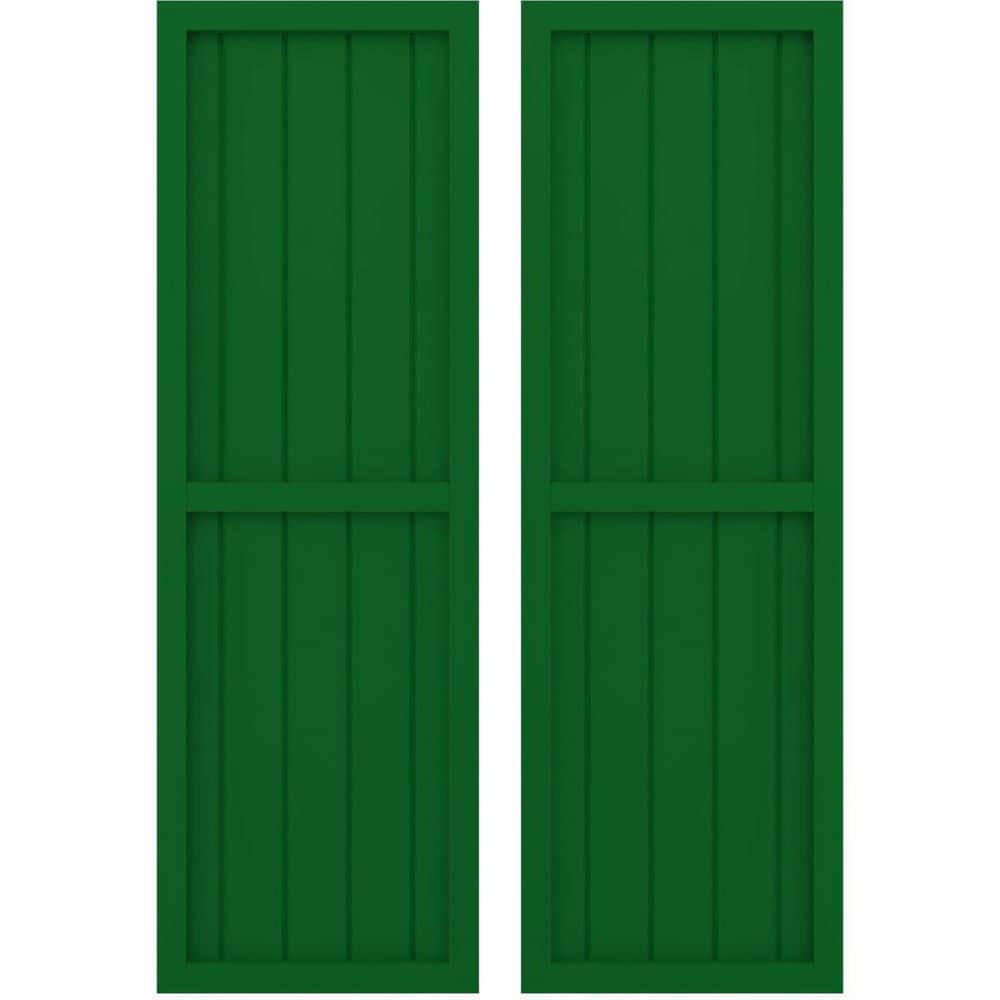 17-1/2 in. W x 50 in. H Americraft 5-Board Real Wood 2 Equal Panel Framed Board and Batten Shutters in Viridian Green price history on PriceWatchPro