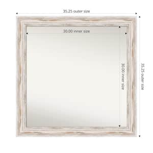 Alexandria Whitewash 35.25 in. x 35.25 in. Custom Non-Beveled Wood Framed Bathroom Vanity Wall Mirror