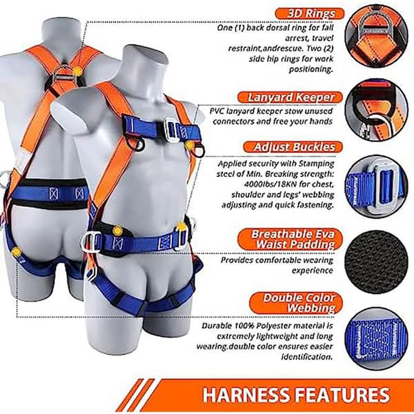 6.68 lb. Safety Harness Fall Protection Kit with Shock