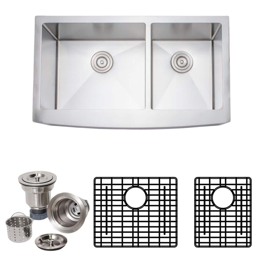 Handcrafted 36-Inch Stainless Steel Double Bowl Undermount Sink