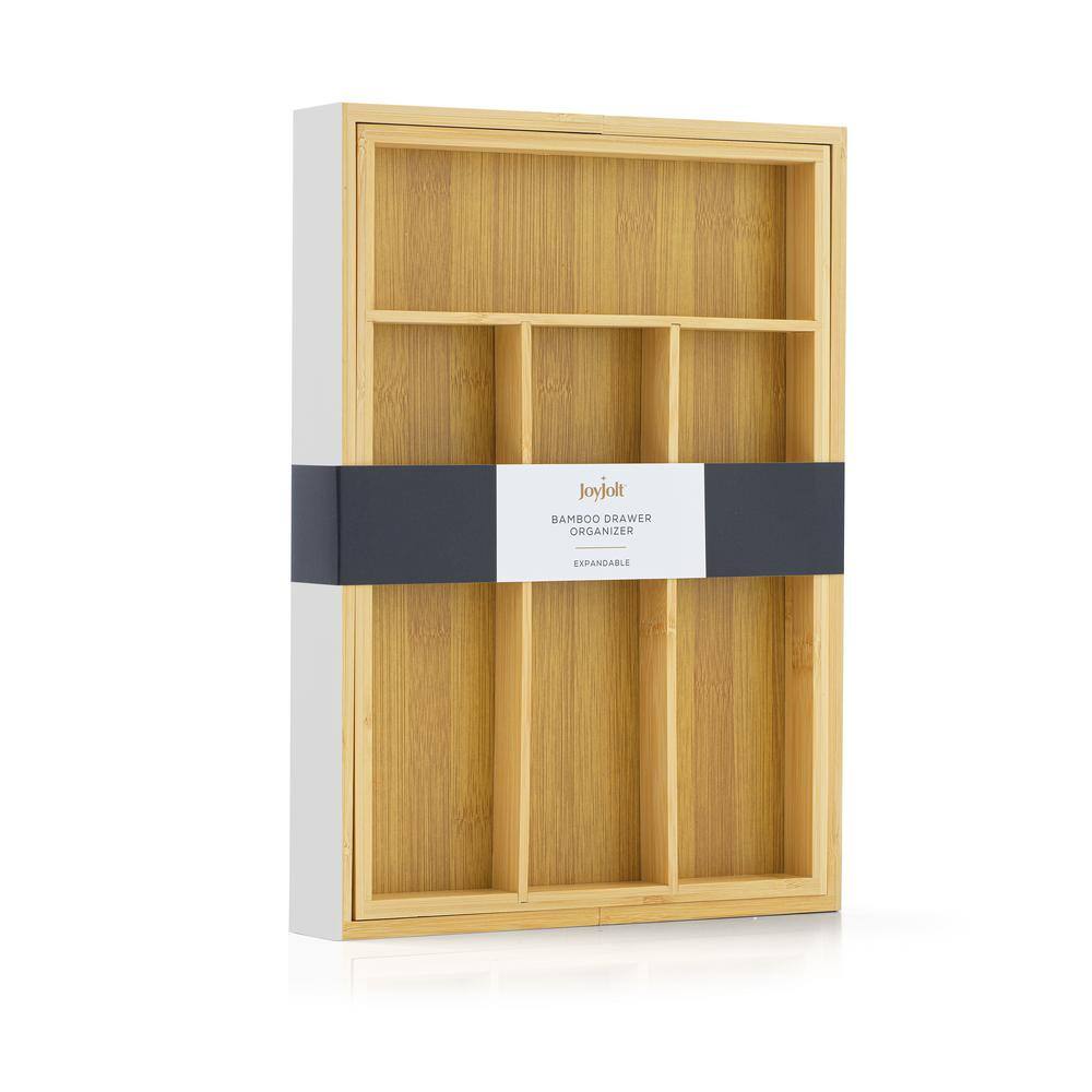 Natural Bamboo Adjustable Drawer Organizer for Kitchen Utensils