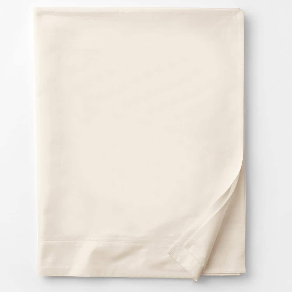 Legends Cream Solid 800-Thread Count Egyptian Cotton Sateen King Flat Sheet -  The Company Store, E5Q1-K-CREAM