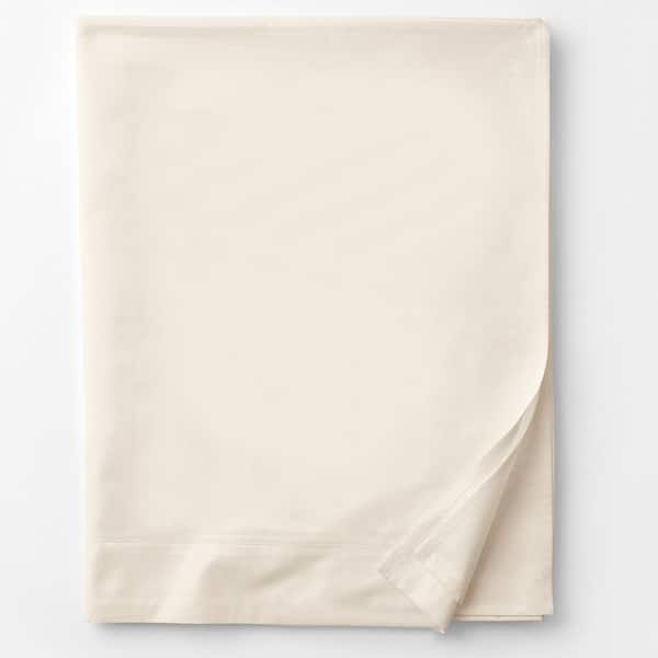The Company Store Legends Cream Solid 800-Thread Count Egyptian Cotton Sateen King Flat Sheet