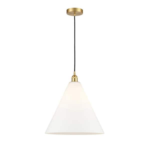 Innovations Berkshire 100-Watt 1 Light Satin Gold Shaded Mini Pendant Light with Frosted glass Frosted Glass Shade