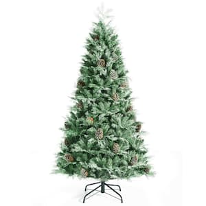 7 ft. Green Unlit Snow Flocked Artificial Christmas Tree with 1139 Glitter PE and PVC Tips