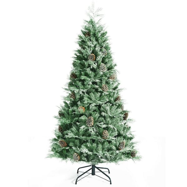 WELLFOR 7 ft. Green PVC and PE Unlit Regular (Full) Artificial Christmas  Tree with Pine Cones CM-HWY-23481 - The Home Depot