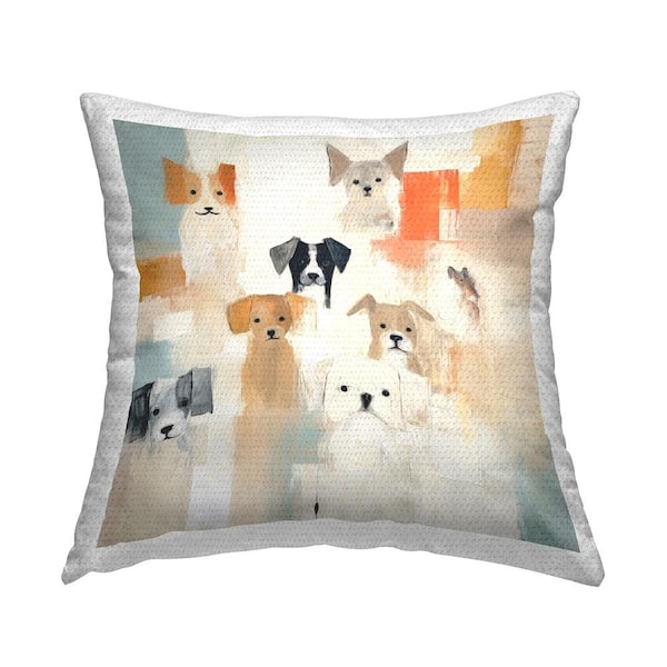 Stupell Industries Various Abstract Dogs Multi-Color Square Outdoor Throw Pillow