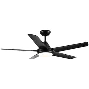 48 in. Indoor black YUHAO Modern Contemporary LED Ceiling Fan with Remote Control