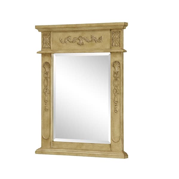 Unbranded Timeless Home 22 in. W x 28 in. H x Traditional Wood Framed Rectangle Antique Beige Mirror