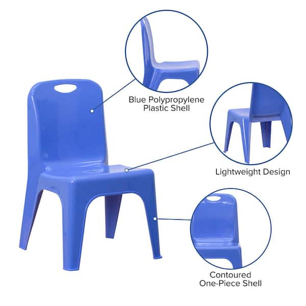 Flash Furniture 10 Pk Blue Plastic Stackable School Chair with Carrying Handle and 11 Seat Height 