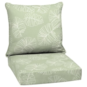 24 in. x 24 in. 2-Piece Deep Seating Outdoor Lounge Cushion in Coastal Green Leaf
