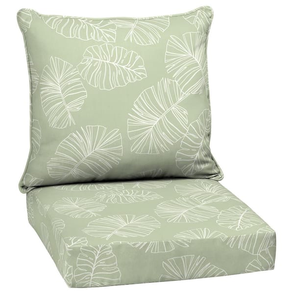 ARDEN SELECTIONS 24 in. x 24 in. 2-Piece Deep Seating Outdoor Lounge Cushion in Coastal Green Leaf