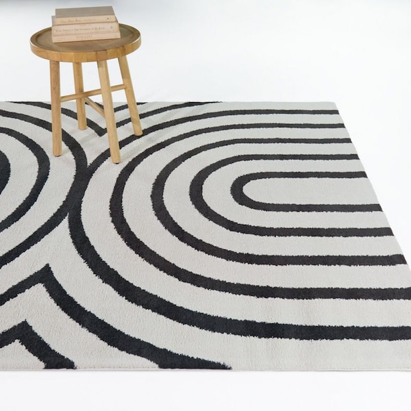Lera Cream/Black 8 ft. x 10 ft. Modern Arches Area Rug