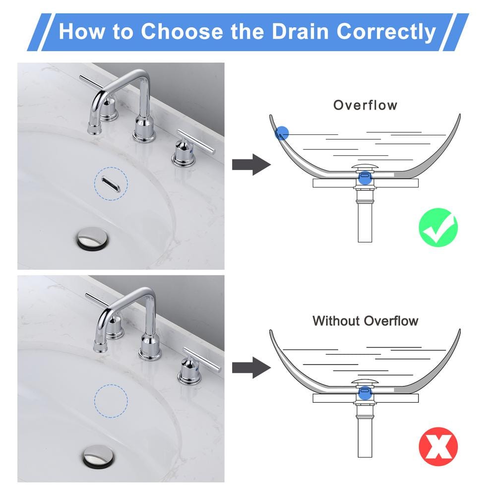 Polished Chrome Pop-Up Bathroom Sink Drain with Overflow, 2-Pack