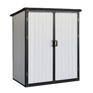 5 ft. W x 3 ft. D High Plastic Outdoor Storage Shed with Lockable Double Doors for Garden Yard, White 15 sq. ft.
