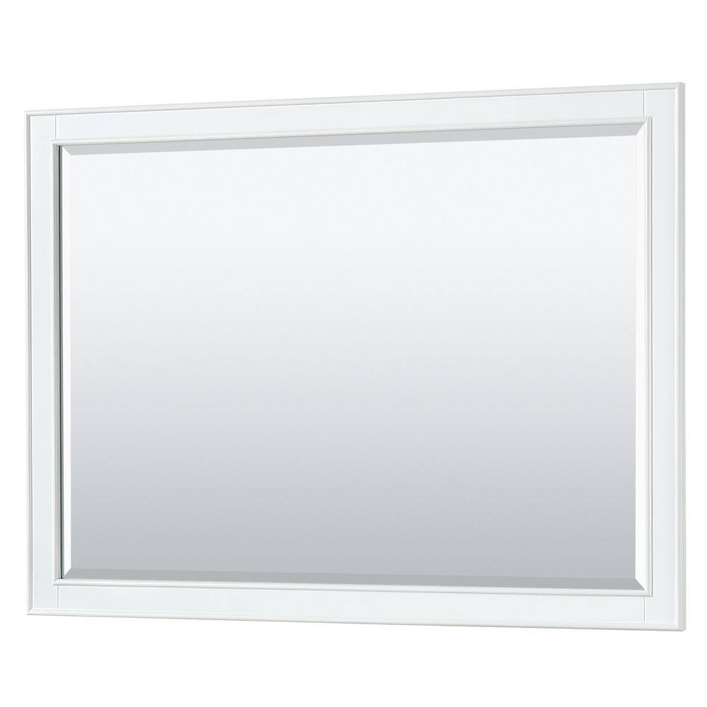 Deborah White and Gold Trim Bath Vanity Cabinet with Mirror