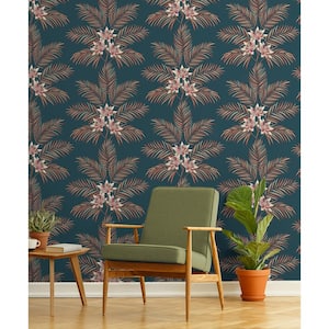 Bali Teal Palm Matte Non-pasted Paper Wallpaper