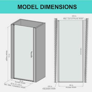 Fold 30-31 in. W x 72 in. H Pivot Frameless Shower Door in Nickel Swing Corner Shower Panel with Clear Glass