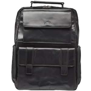 Buffalo Collection 13 in. L x 7 in. D x 16 in. H Black Leather Backpack with RFID Secure Pocket for 15.6 in. laptop