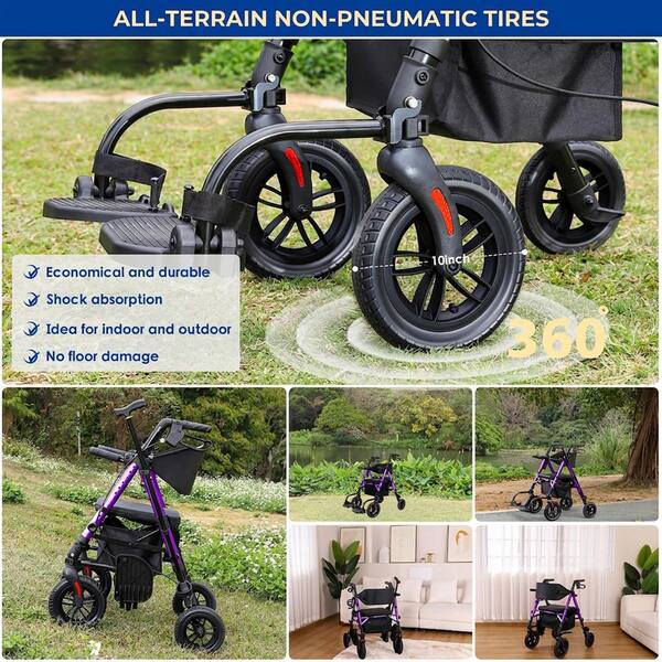 JFVKAF 2 in 1 Adjustable Seat Height Lightweight Foldable Rollator