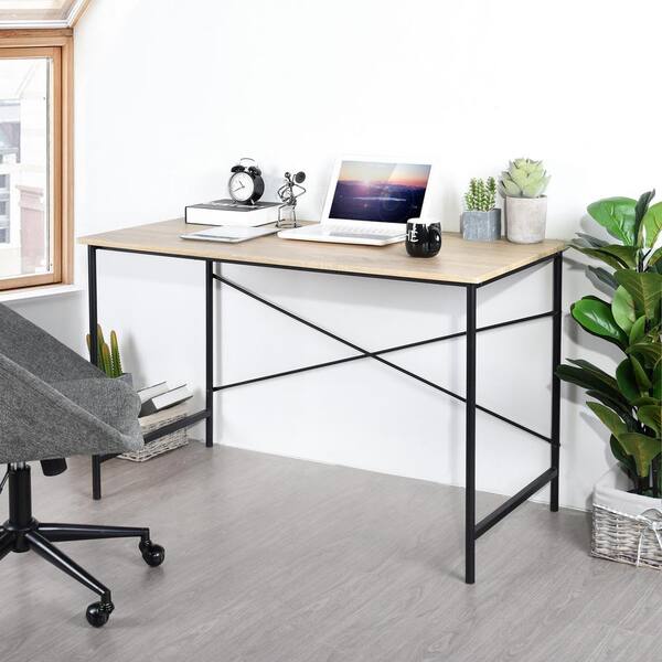 black and beige desk