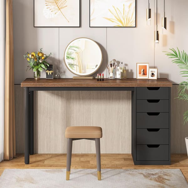 black brown ikea dressing table Makeup Desk Black Dressing Table Stool Ikea UHOMEPRO Black Vanity Desk With Stool, Makeup Vanity Table With
