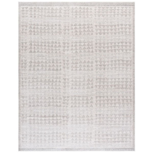 Northport 8 ft. x 10 ft. Ivory/Dark Gray Geometric Faded Area Rug