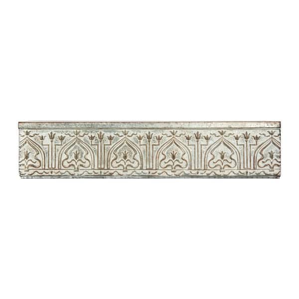 Storied Home White and Grey Decorative Metal Wall Shelf