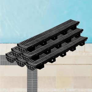 Trench Drain System 39 in. L x 5.8 in. W x 3.1 in. D Channel Drain with Plastic Grate and End Cap Drainage Trench 6 Pack