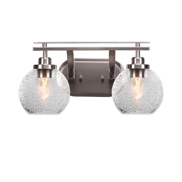 Unbranded Monroe 16.75 in. 2-Light Brushed Nickel Vanity Light 5.75 in. Smoke Bubble Glass Shade No Bulbs Included