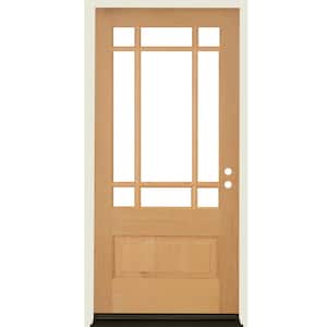 36 in. x 80 in. Contemporary LH 3/4 Lite Clear Glass Unfinished Douglas Fir Prehung Front Door