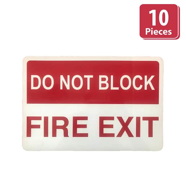 Red/White, Do Not Block Fire Exit Sign, Metal Fire Safety Sign (10-Pieces)