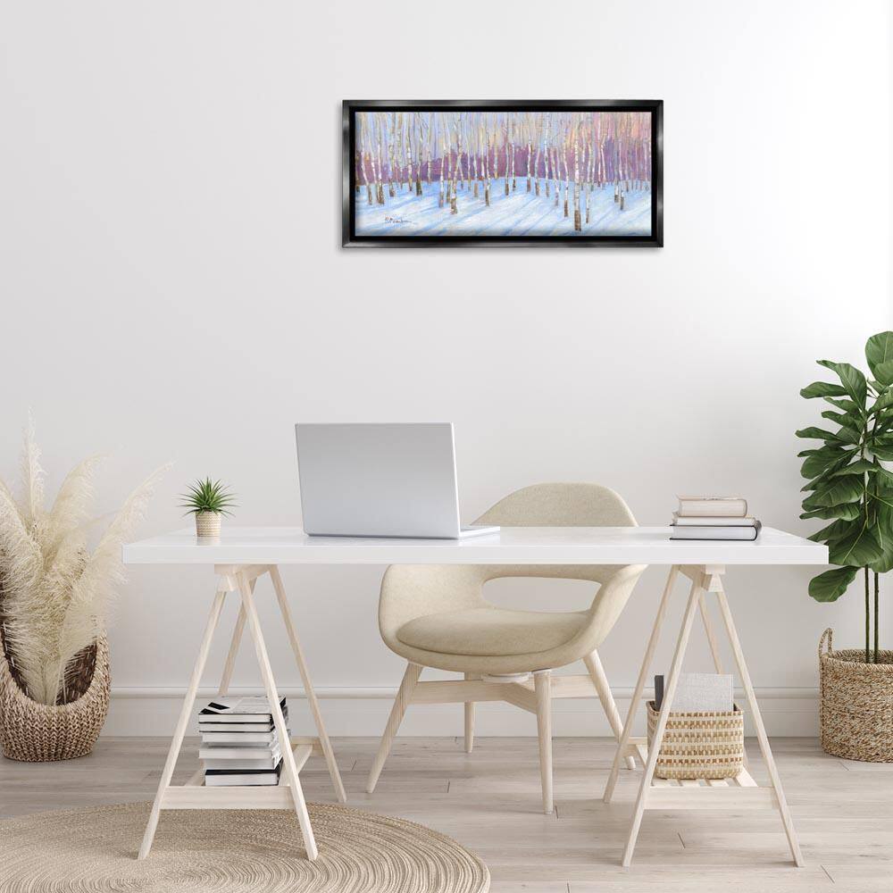 Niveous Birch Tree Grove by Paul Brent Black Floater Frame Nature Graphic Art Print 14 in. x 31 in. price history on PriceWatchPro