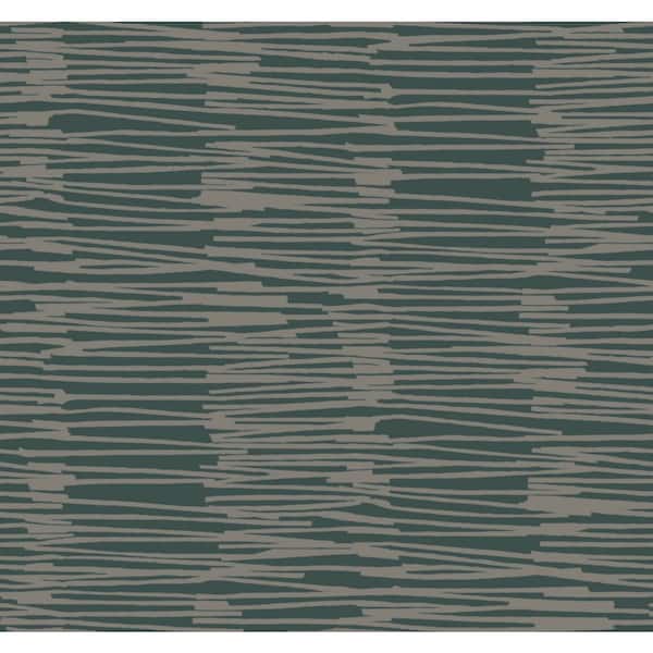 York Wallcoverings Green and Silver Water Reed Thatch Metallic Non-Pasted Paper Wallpaper