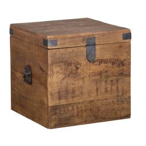 18 in. L x 18 in. W x 18 in. H Brown Mango Wood Square Storage Trunk Without Shelve