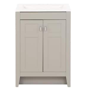 Bladen 24 in. W x 19 in. D x 35 in. H Single Sink Freestanding Bath Vanity in Gray with White Cultured Marble Top