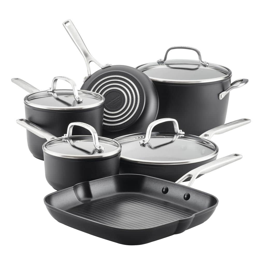 Matte Black 10-Piece Aluminum Nonstick Cookware Set